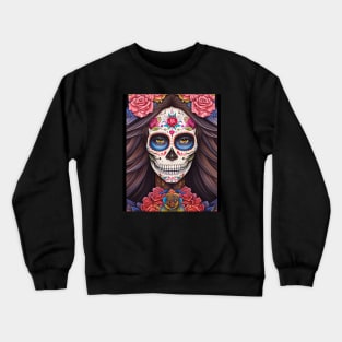 Sugar Skull Art - Woman Sugar Skull Makeup Crewneck Sweatshirt